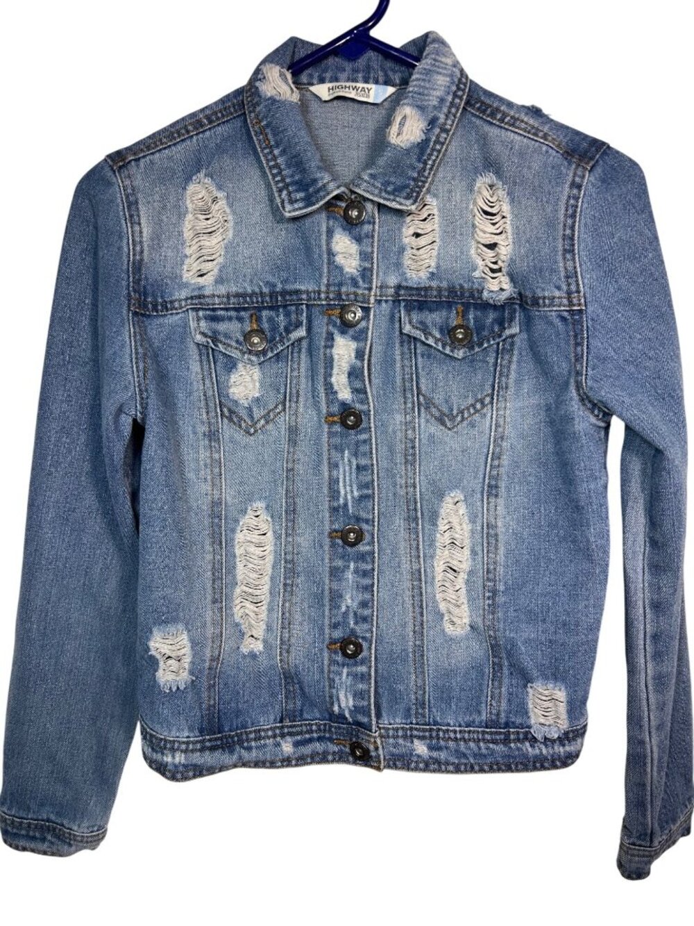 Highway Jeans Distressed Light Wash Denim Jacket Women’s Size Small Casual Style